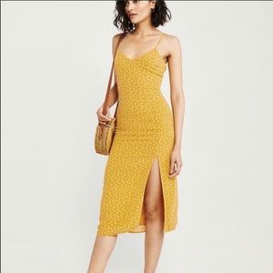 Abercrombie & Fitch yellow polka dot midi dress s
